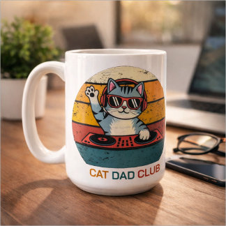Taza De Café CAT DAD CLUB / Funny Retro misician