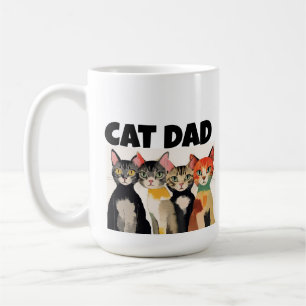 TAZA DE CAFÉ CAT DAD COLORIDA GATOS ART