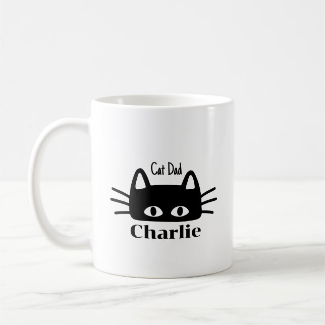 Taza De Café Cat Dad custom cat name (Izquierda)