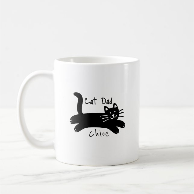 Taza De Café Cat Dad custom cat name (Izquierda)