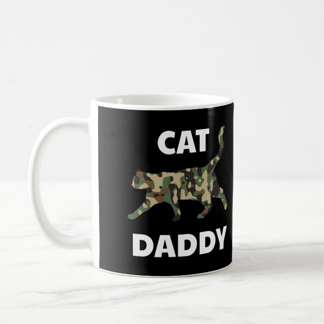Taza De Café Cat Daddy Camouflage Divertido padre Mascota Padre (Izquierda)