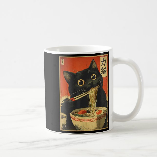 Taza De Café Cat Eating Ramen Funny Japanese Kawaii Cat Anime L (Derecha)