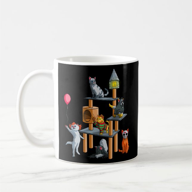 Taza De Café Cat Horror Películas Halloween Para Cat Kitty (Izquierda)