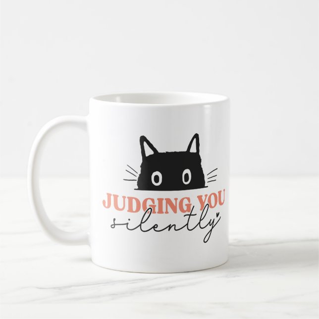 Taza De Café Cat Juzgando Silenciosamente A Usted (Izquierda)