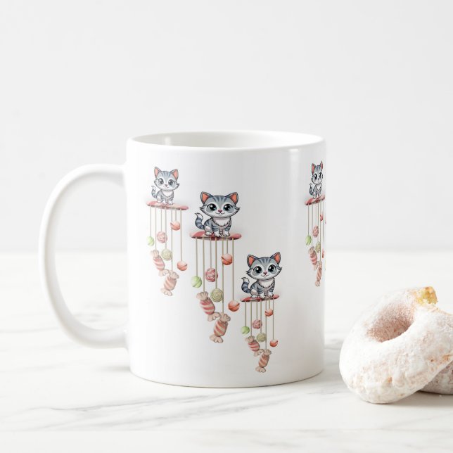Taza De Café Cat Kitten Chimes Mug (Con donut)