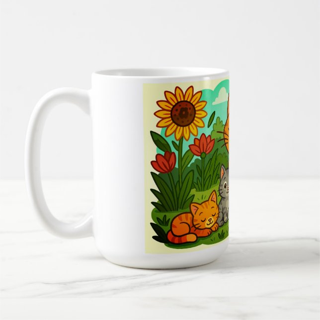 Taza De Café Cat, Kittens, Mother Cat (Izquierda)
