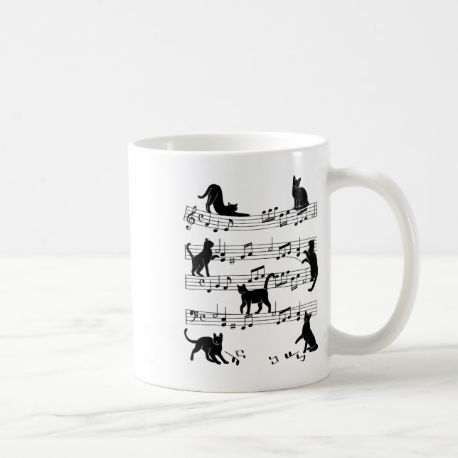 Taza De Café Cat Kitty Jugando Música Clef Piano Músico Arte (Derecha)