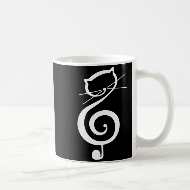 Taza De Café Cat Kitty Treble Music Clef Funny Cat Music Notes  (Derecha)