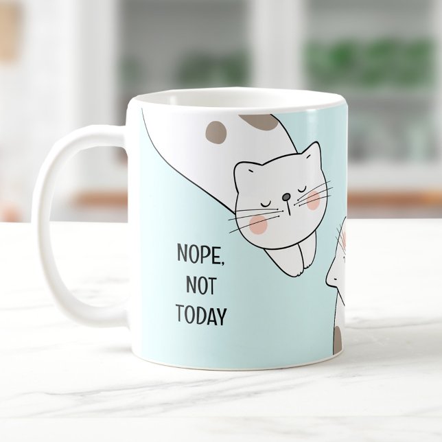 Taza De Café Cat Lover Cute Lazy Cat Nombre Personalizado Blue  (Cute Lazy Cat Cat Lover Name Blue Mug)