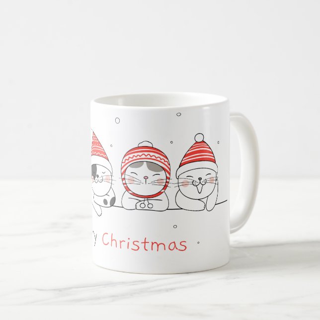 Taza De Café Cat Merry Christmas (Anverso derecho)