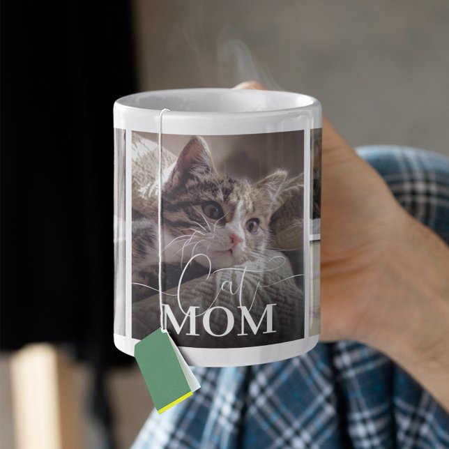 Taza De Café Cat Mom 5 Photo Collage (Subido por el creador)