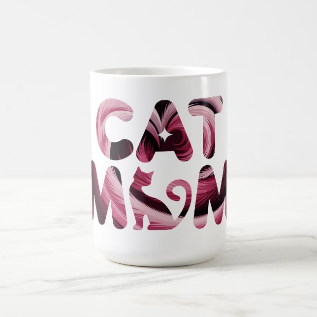 Taza De Café Cat Mom Pink Resumen Art Mug (Centro)