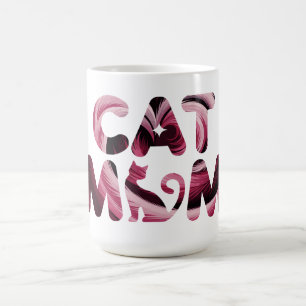 Taza De Café Cat Mom Pink Resumen Art Mug