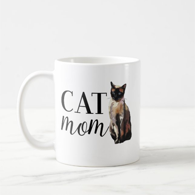 Taza De Café Cat Mom Siamese Cat (Izquierda)
