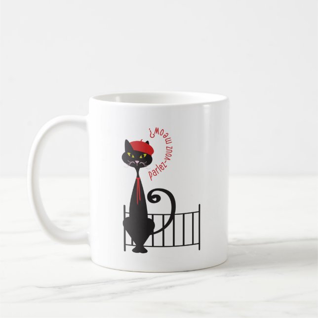 Taza De Café Cat Mug - Parlez-Vouz Meow? (Izquierda)