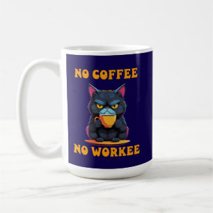 Taza De Café Cat No Coffee No Workee Funny Feline Mug Gift