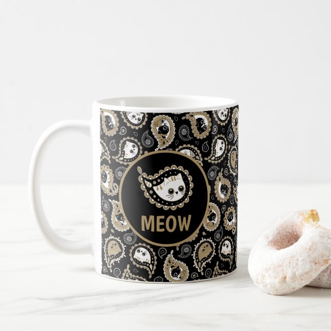 Taza De Café Cat Paisley (Con donut)