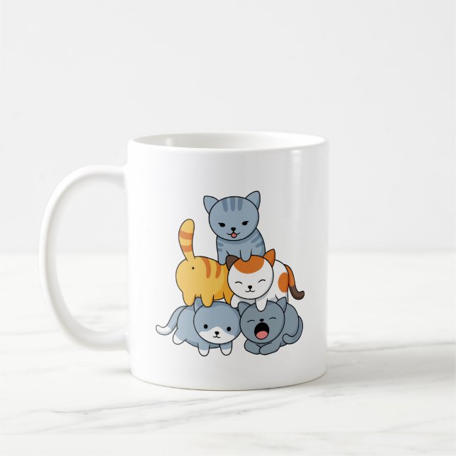 Taza De Café Cat Pyramid - Group of Cats (Izquierda)