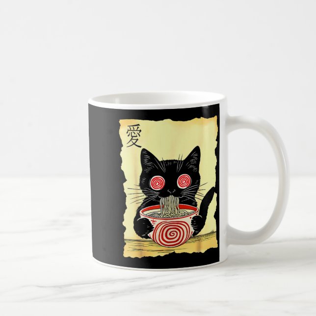 Taza De Café Cat Ramen Japanese Funny Graphic Tees Kawaii Anime (Derecha)