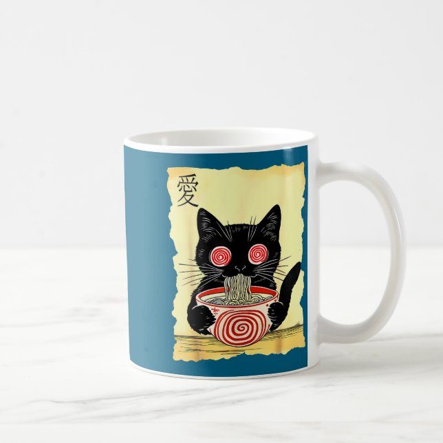 Taza De Café Cat Ramen Japanese Funny Graphic Tees Kawaii Anime (Derecha)