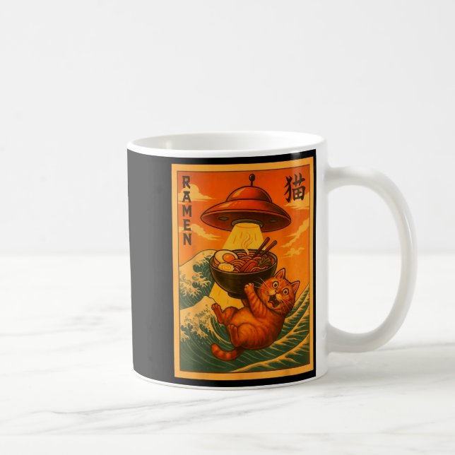 Taza De Café Cat Ramen Ufo Funny Japanese Anime Men Women Teens (Derecha)