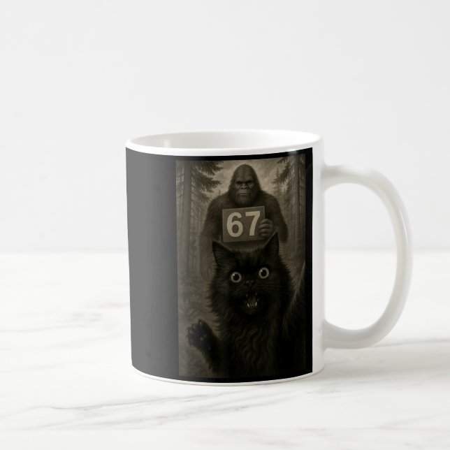 Taza De Café Cat Selfie 67 Meme Six Seven Funny Bigfoot  (Derecha)