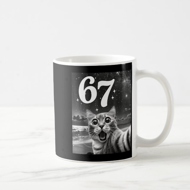Taza De Café Cat Selfie With 67 Meme Funny Cats Graphic For Men (Derecha)