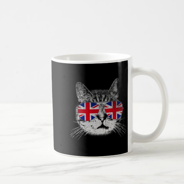 Taza De Café Cat Shirt Union Jack Flag Country Retro England Br (Derecha)