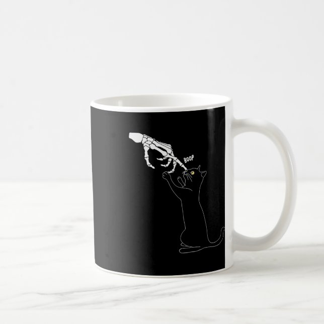 Taza De Café Cat Skeleton Hand Boop Cat Nose Funny Halloween Ou (Derecha)
