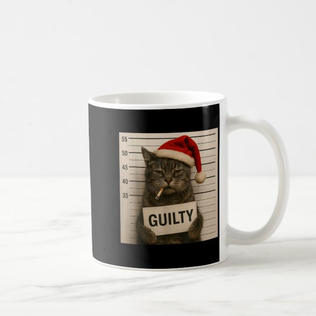 Taza De Café Cat Smoking Cigarette Christmas Funny Meme Cat  (Derecha)