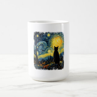 Taza De Café Cat Starry Night Van Gogh Cat for Cat Lover Cat Mo