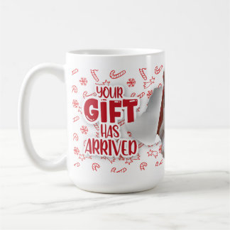Taza De Café Cat with bow wishing Merry Christmas Mug