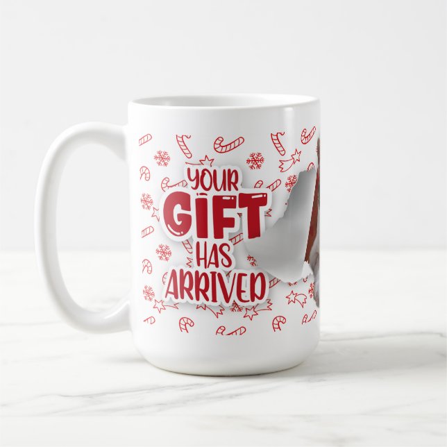 Taza De Café Cat with bow wishing Merry Christmas Mug (Izquierda)