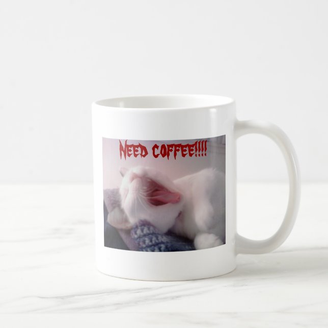 Taza De Café Cat Yawning (Derecha)