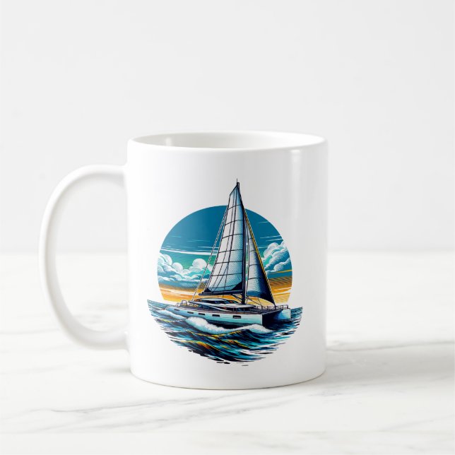 Taza De Café Catamaran Sailboat (Izquierda)
