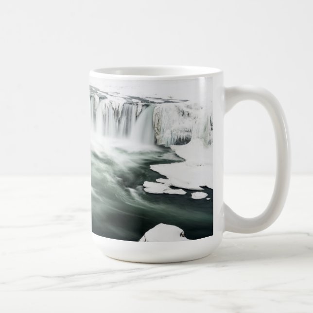 Taza De Café Catarata de Godafoss, invierno, Islandia (Derecha)