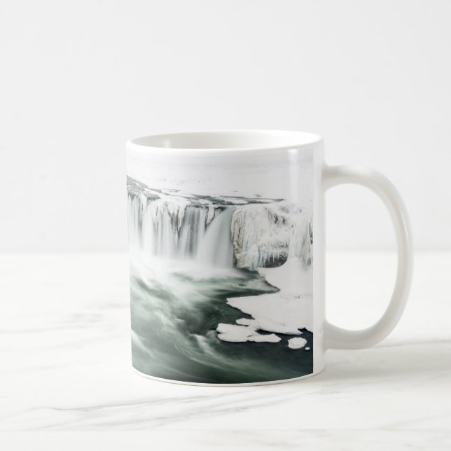Taza De Café Catarata de Godafoss, invierno, Islandia (Derecha)
