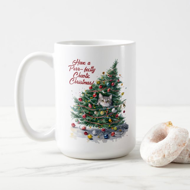 Taza De Café Catástrofe de diseño de árbol de navidad (Con donut)