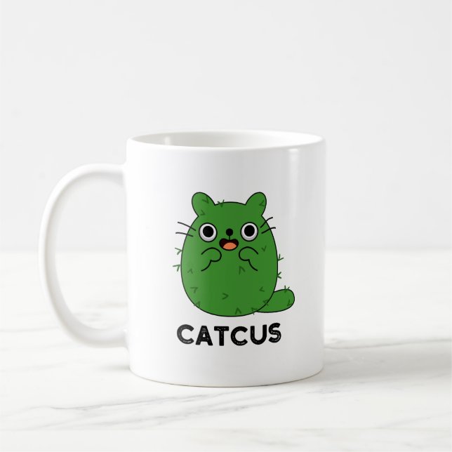 Taza De Café Catcus Funny Cat Cactus Pun (Izquierda)