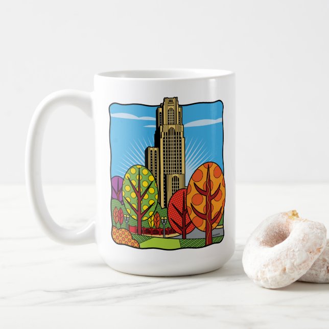 Taza De Café Catedral de Aprendizaje Pittsburgh (Con donut)