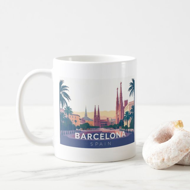 Taza De Café Catedral de Barcelona España de Viajes (Con donut)