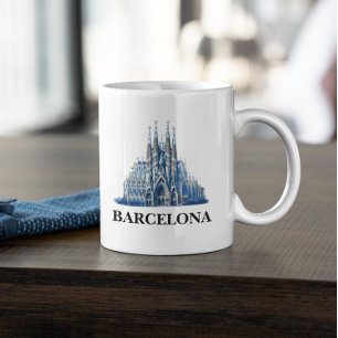 Taza De Café Catedral de Barcelona España Vintage con Estilo 