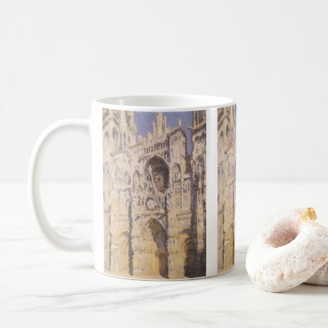 Taza De Café Catedral de Rouen, Armonía Azul Oro de Claude Mone (Con donut)