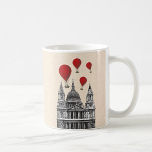 Taza De Café Catedral de St Pauls y globos de aire rojo