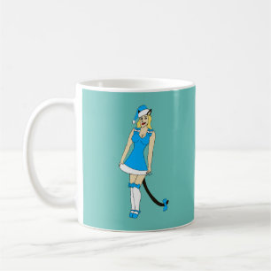 Taza De Café Catgirl de Navidades azules