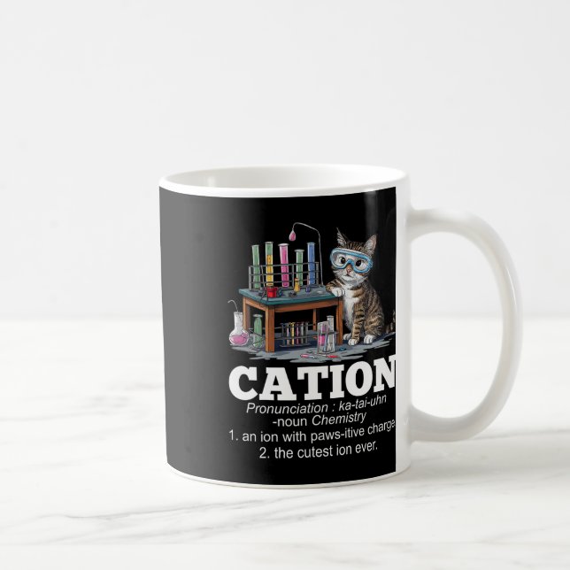 Taza De Café Cation Chemistry Teacher Cat Pun Fun (Derecha)