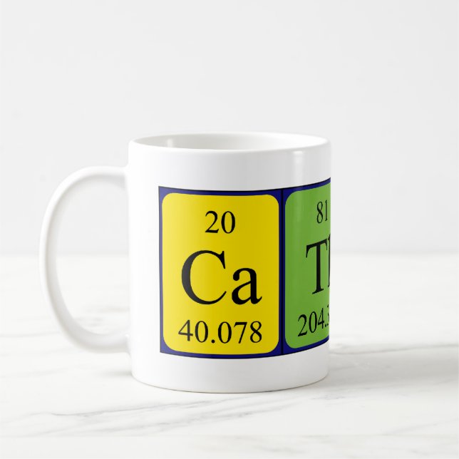 Taza De Café Catlin periódica nombre de tabla mug (Izquierda)