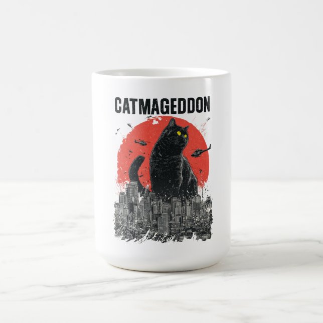 Taza De Café Catmageddon Giant Cat Monster City Kaiju Funny Pet (Centro)