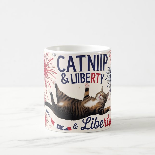Taza De Café Catnip & Liberty - Mug de gato divertido (Centro)