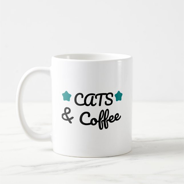 Taza De Café Cats and Coffee – Cute Cat Lover Coffee (Izquierda)